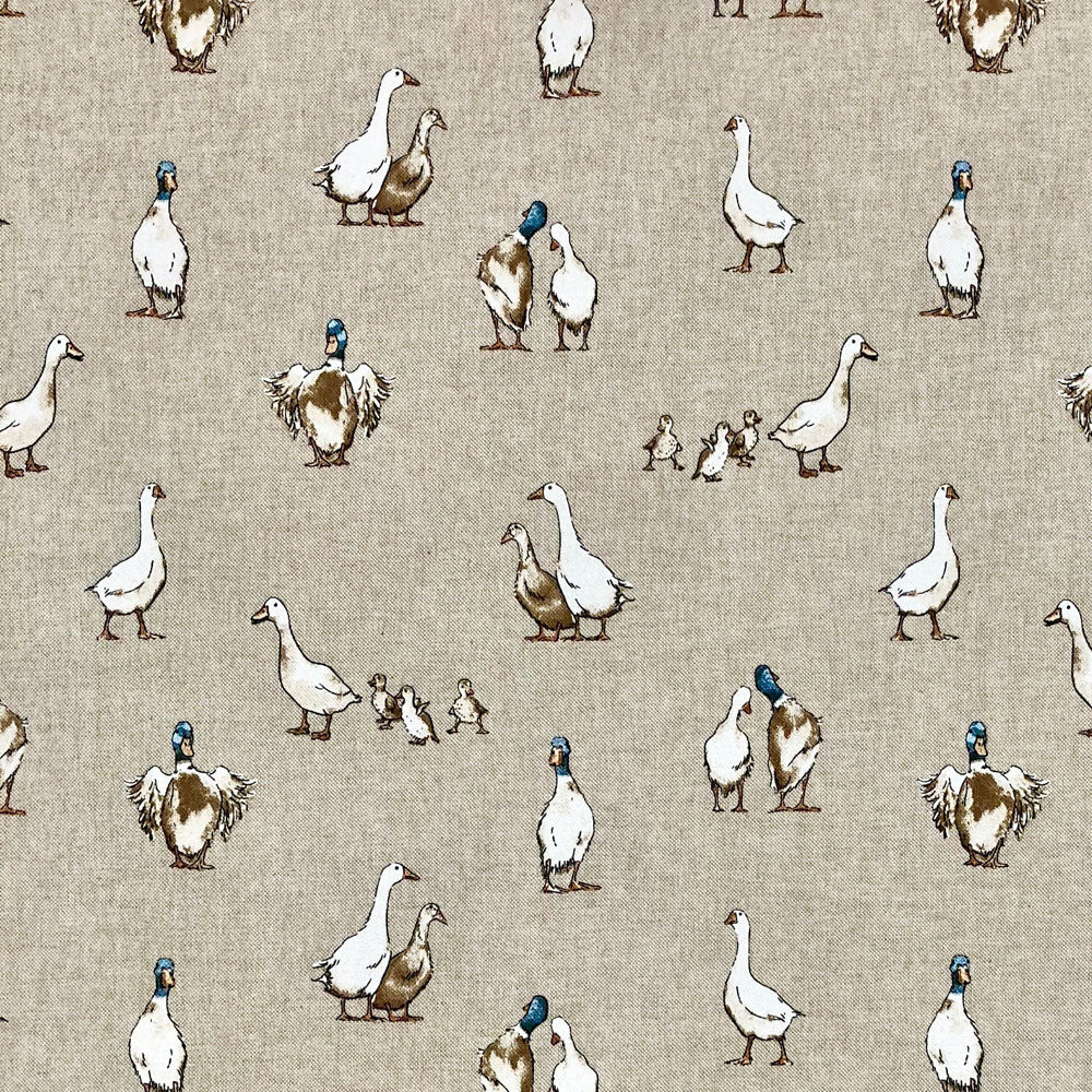 Shabby ducks cotton linen look fabric