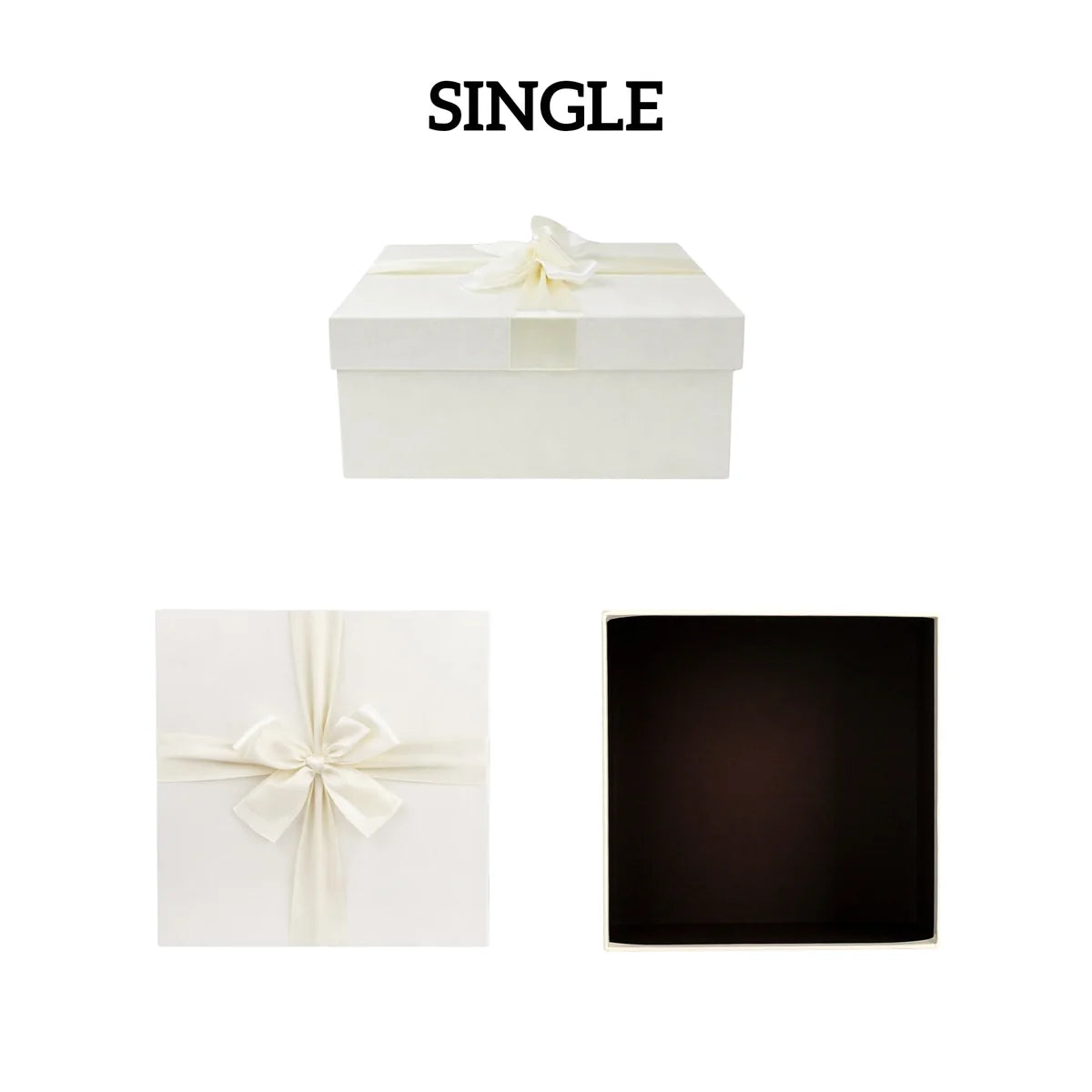 Luxury Square Rigid Ivory Gift Boxes - set of 3
