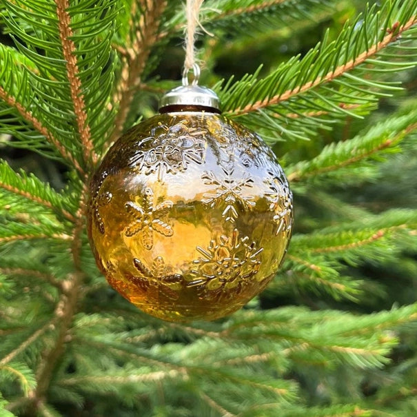Recycled Glass Snowflake Baubles - various colours