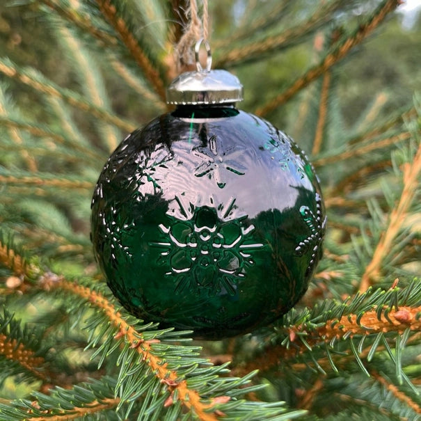 Recycled Glass Snowflake Baubles - various colours