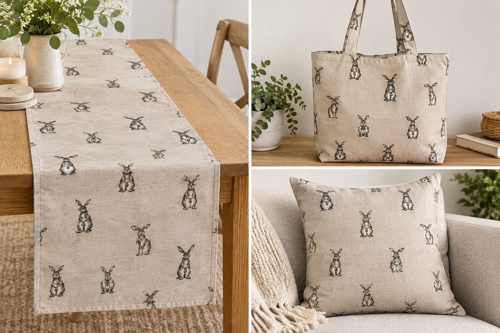 Fabric with rabbits design