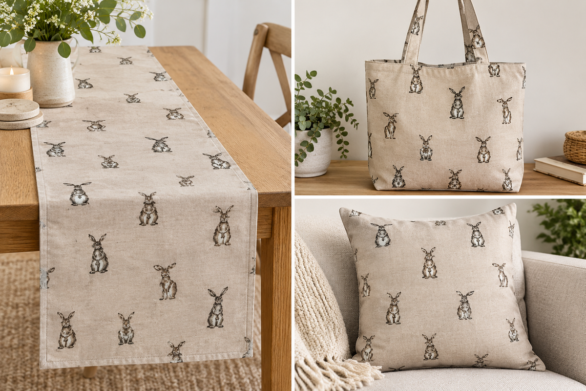 Fabric with rabbits design