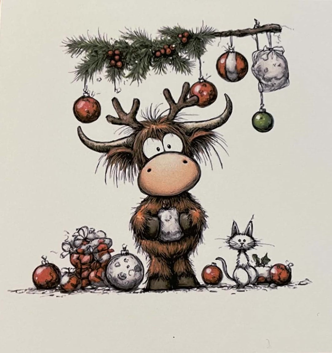 Quirky Christmas card set of 6